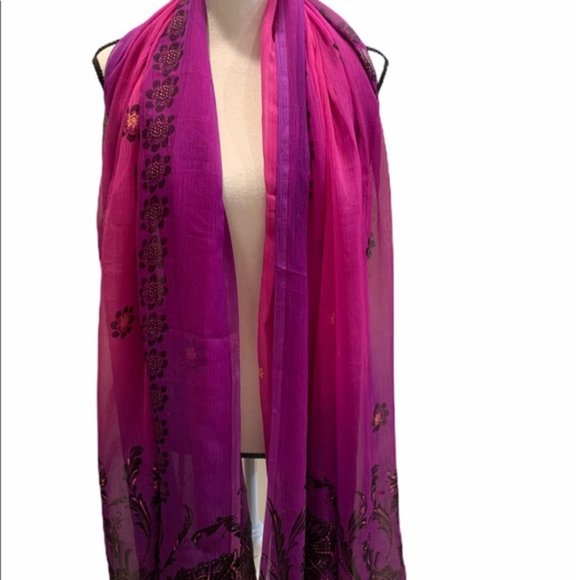 Pink & Purple Scarf/Sarong/Wrap Chiffon 80”x45” - Picture 6 of 7